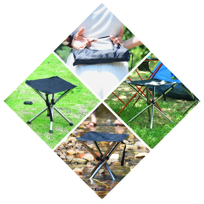 Taburete plegable telescópico para exteriores, silla de pesca de acero inoxidable, portátil, para acampar, con bolsa de almacenamiento, equipo al aire libre - imagen 3