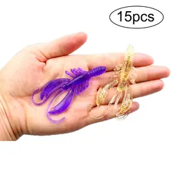 THKFISH 15 Uds señuelos de camarones blandos 75mm 3,9g cebos artificiales Swimbait Wobblers de agua dulce cebo de cangrejo suave de silicona
