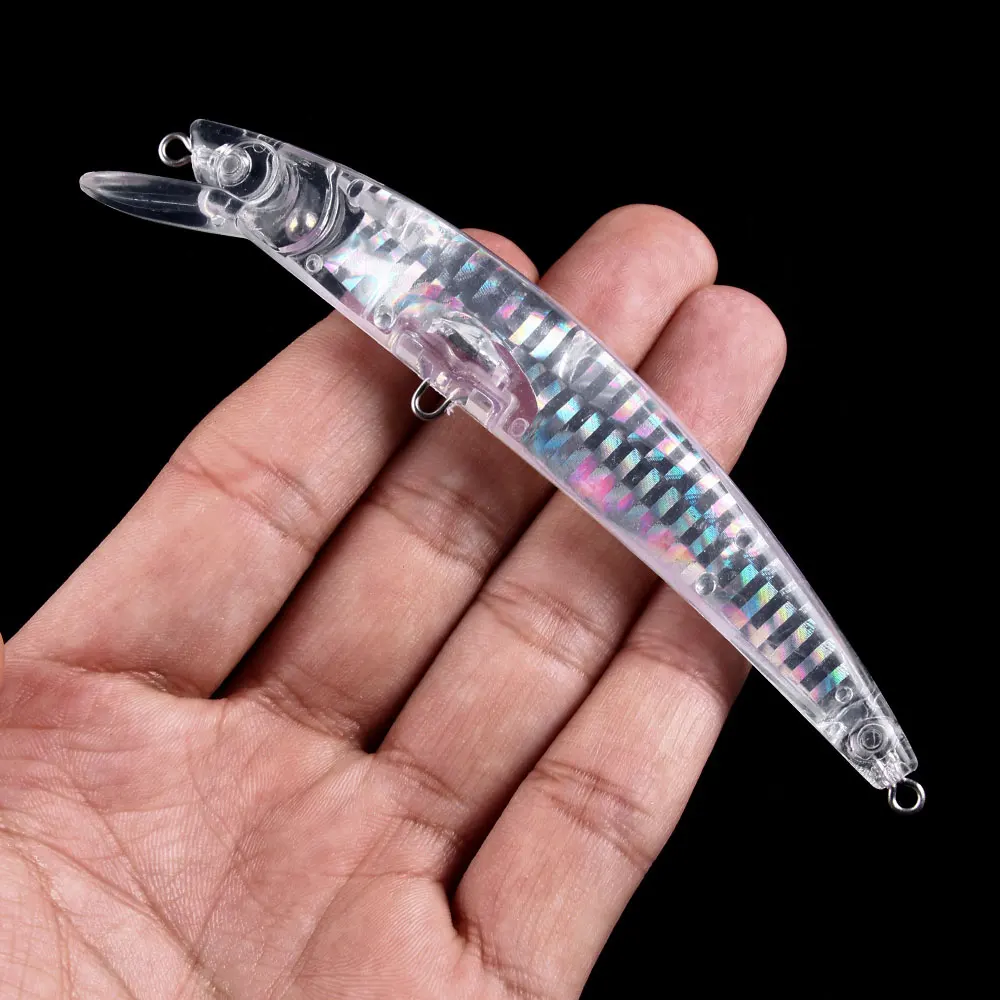 Cebos articulados en blanco nude, cebo crankbait Minnow, cuerpo de señuelo sin pintar, 10 piezas, 12cm, 12g - imagen 2