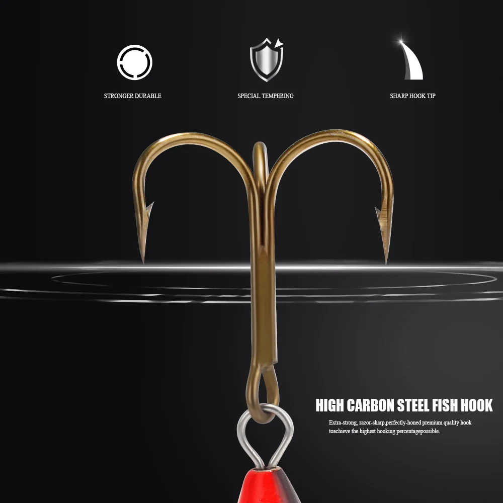 Fish King-señuelo giratorio de Metal para pesca, cuchara de lentejuelas con anzuelos triples, cebo Wobbler, accesorios para lubina y trucha, 1 unidad - imagen 4