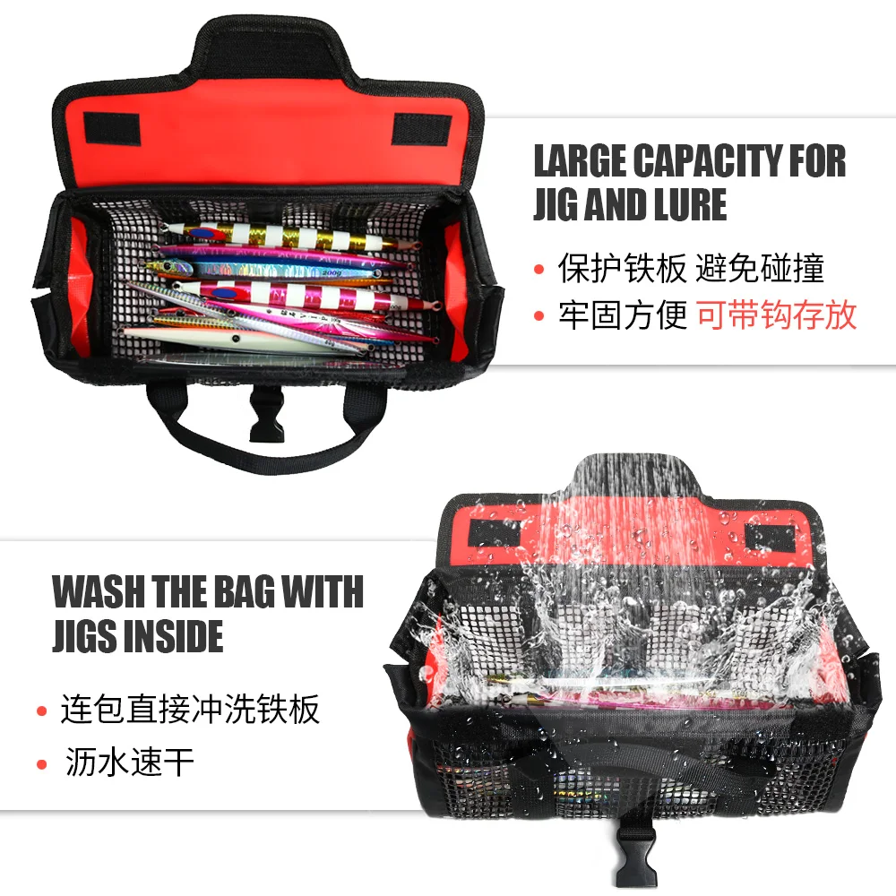JIGGINGPRO Bolsa de plantilla de metal, aparejos de pesca de agua salada, bolsa de señuelos de pesca, almacenamiento de cebo - imagen 4
