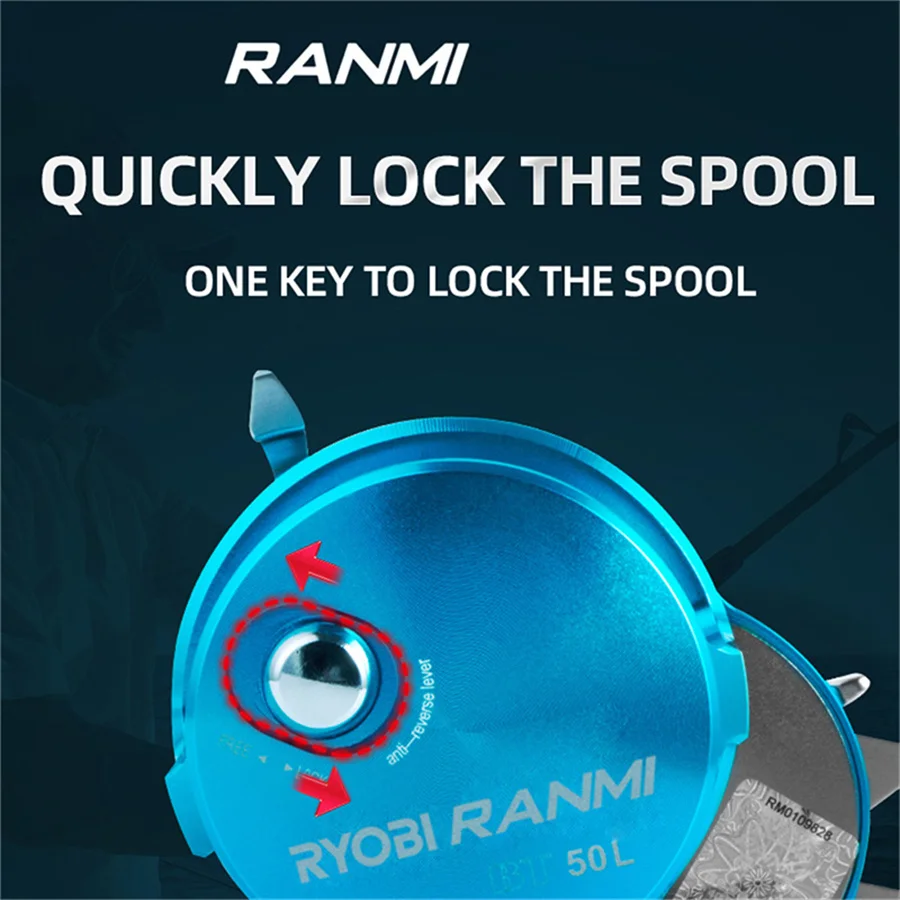 RYOBI RANMI rueda de Jigging lento arrastre máximo 16KG 8 + 1BB barco de Metal carrete de pesca de Baitcasting redondo de agua salada - imagen 5
