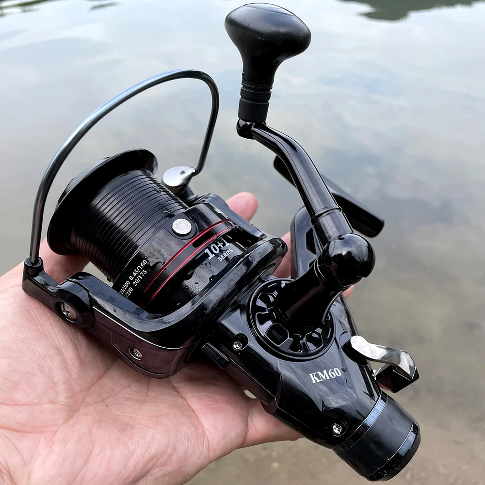Carrete de pesca de carpa KM5000 KM6000, carrete de Metal duradero, señuelo para barco, Jigging de pesca adecuado para peces medianos y grandes, rueda giratoria - imagen 2