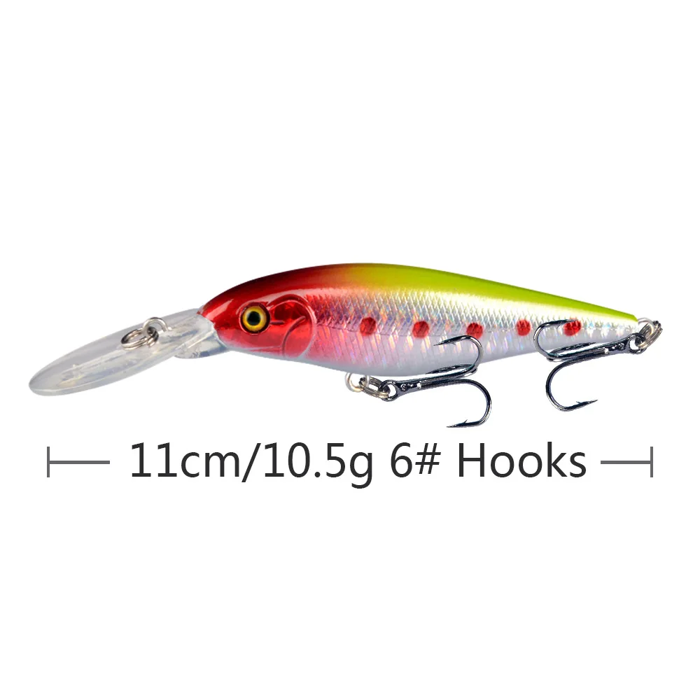 Señuelo de Pesca MINNOW Wobbler, cebo Artificial duro de 11cm, Rana flotante de 10,5g, manivela Popper, aparejos de anzuelo, Swimbait, Jerkbait - imagen 2