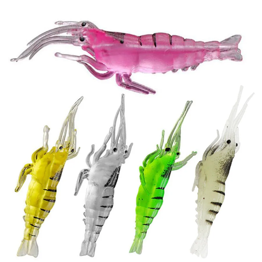 10 Uds. Señuelo de camarón suave de 4cm anzuelo de gusano Artificial señuelos Crankbait afilados cebo de gambas de silicona Pesca para cebo de Pesca - imagen 5