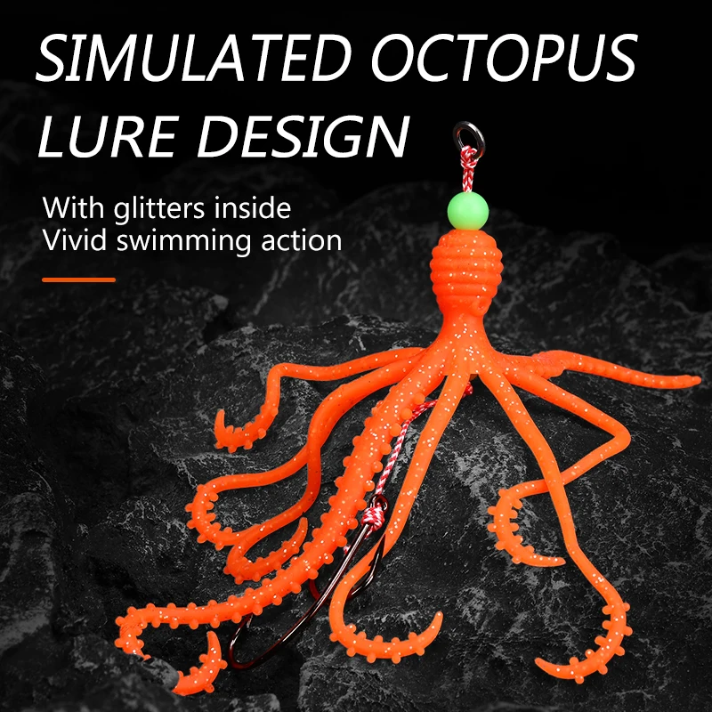 WEIHE-señuelo de pulpo suave, Mini calamar con anzuelo, 15cm, 10g, pesca en el mar, cebo de pulpo, TPE, 1 ud./5 unidades - imagen 5