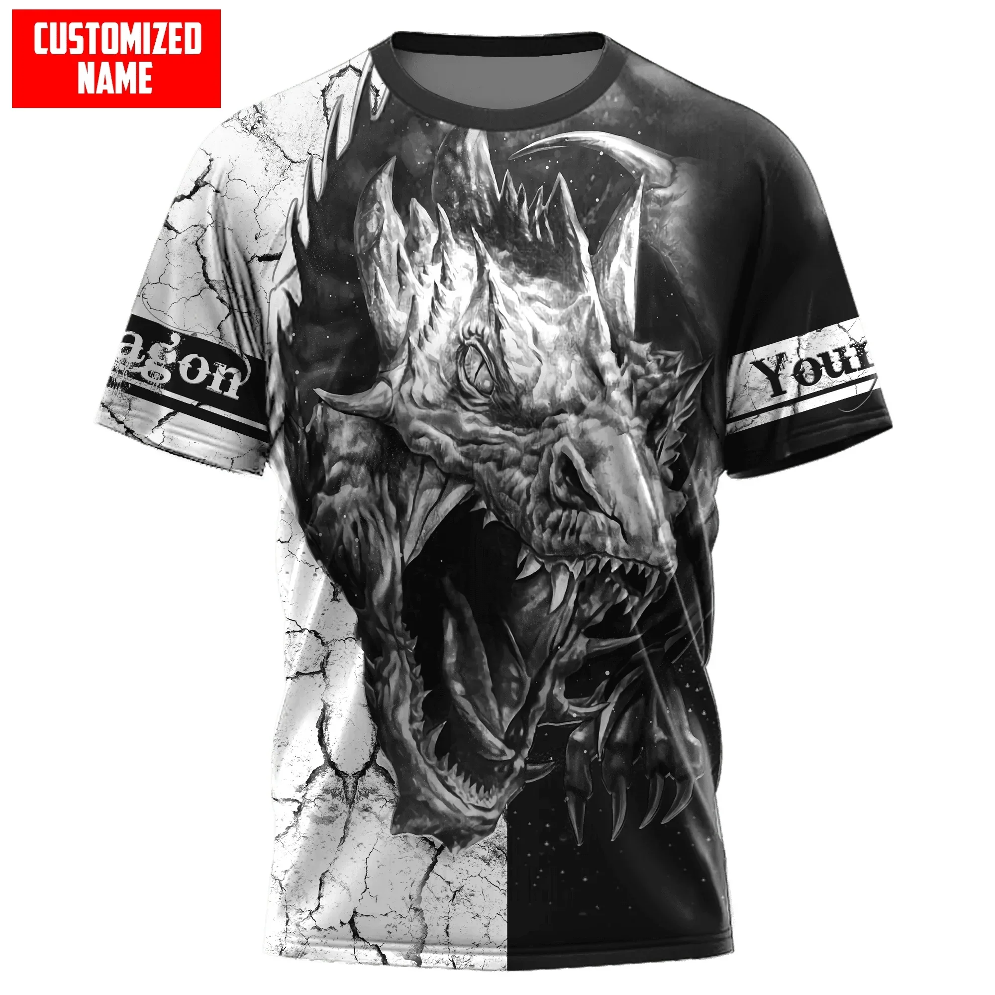 Camiseta de moda para hombre con estampado 3D de nombre personalizado con tatuaje de dragones azules, pantalón corto informal Unisex de verano TX296 - imagen 3