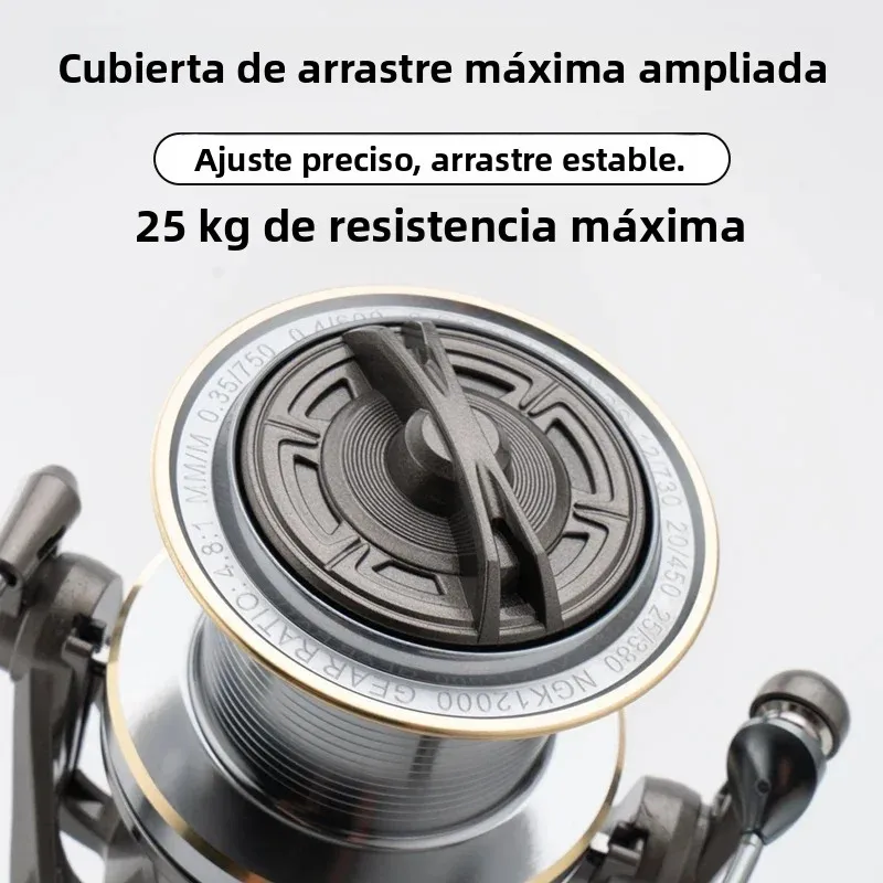 Huidiao NGK-II carrete giratorio de alta resistencia 25KG arrastre máximo 8000-14000 Zero Play 6 + 1BB carrete de fundición suave para Surf y pesca en alta mar - imagen 4