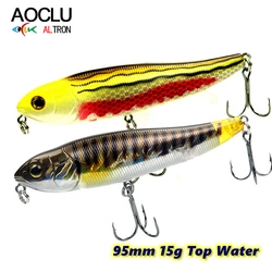 AOCLU-cebo flotante para caminar para perros, señuelo tipo lápiz, nadador de superficie para pesca en barco de lubina, 95mm, 15g, agua superior