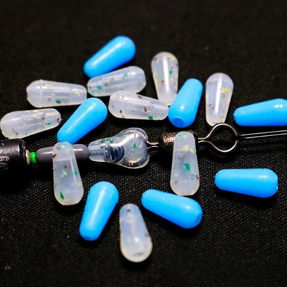 Flotador de pesca con mosca de carpa marina, Tobogán de goma antibobinado de alta calidad, tapón ovalado azul, lote de 50 unidades - imagen 4