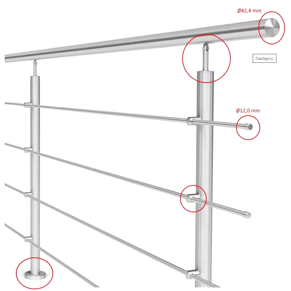 Pasamanos escalera acero inoxidable moderno con barandilla vidrio