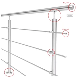 Pasamanos escalera acero inoxidable moderno con barandilla vidrio