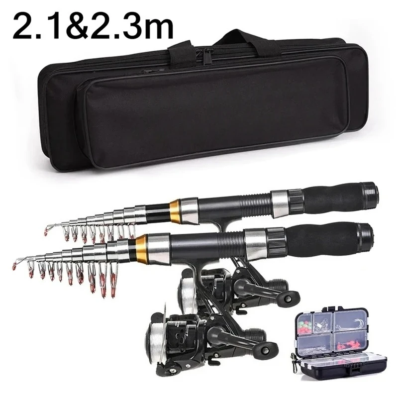BRAVMAK 2,1/3,2 m carrete de caña de pescar telescópica Combo Kit completo caña de fibra de carbono carrete giratorio bolsa de Pesca estuche conjunto de equipo de Pesca - imagen 4
