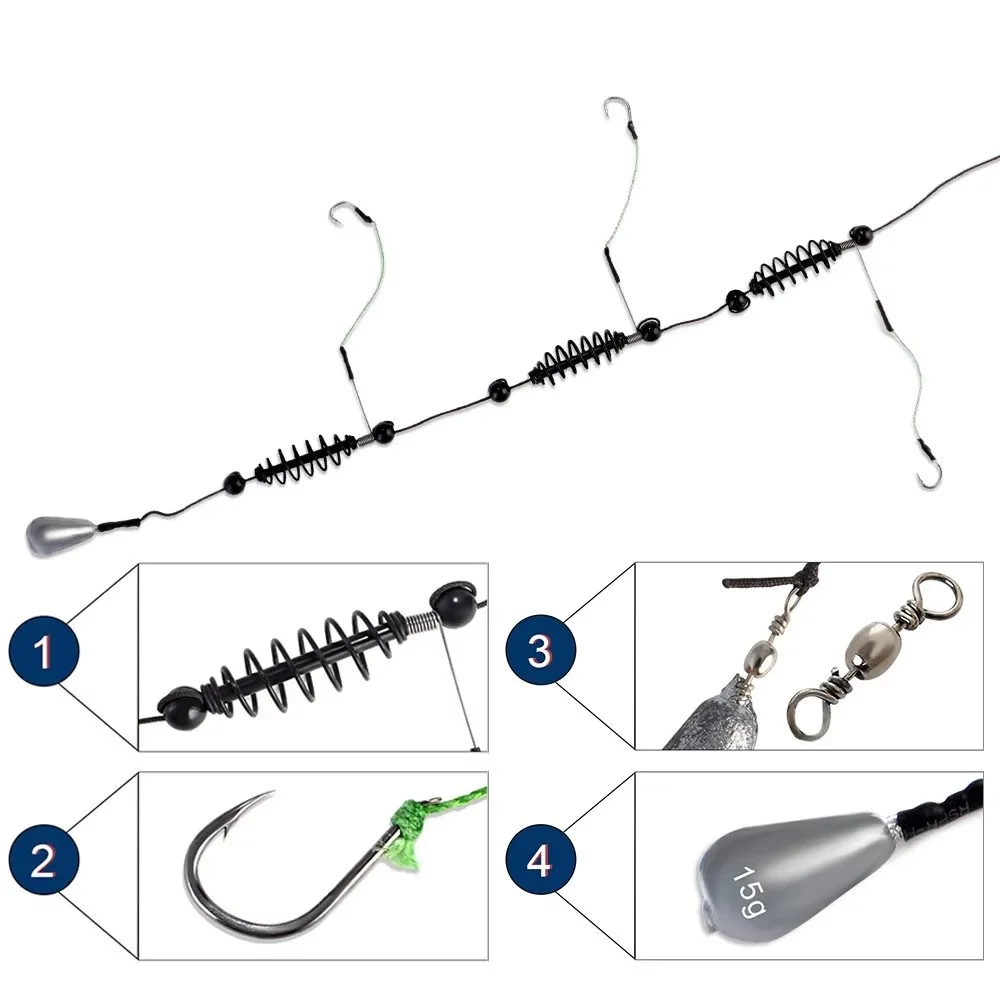 NGB 15-35g anzuelo de pesca señuelo Artificial cebo jaula conjunto alimentador de pesca Baitholder carpa plomo línea giratoria surtido - imagen 3