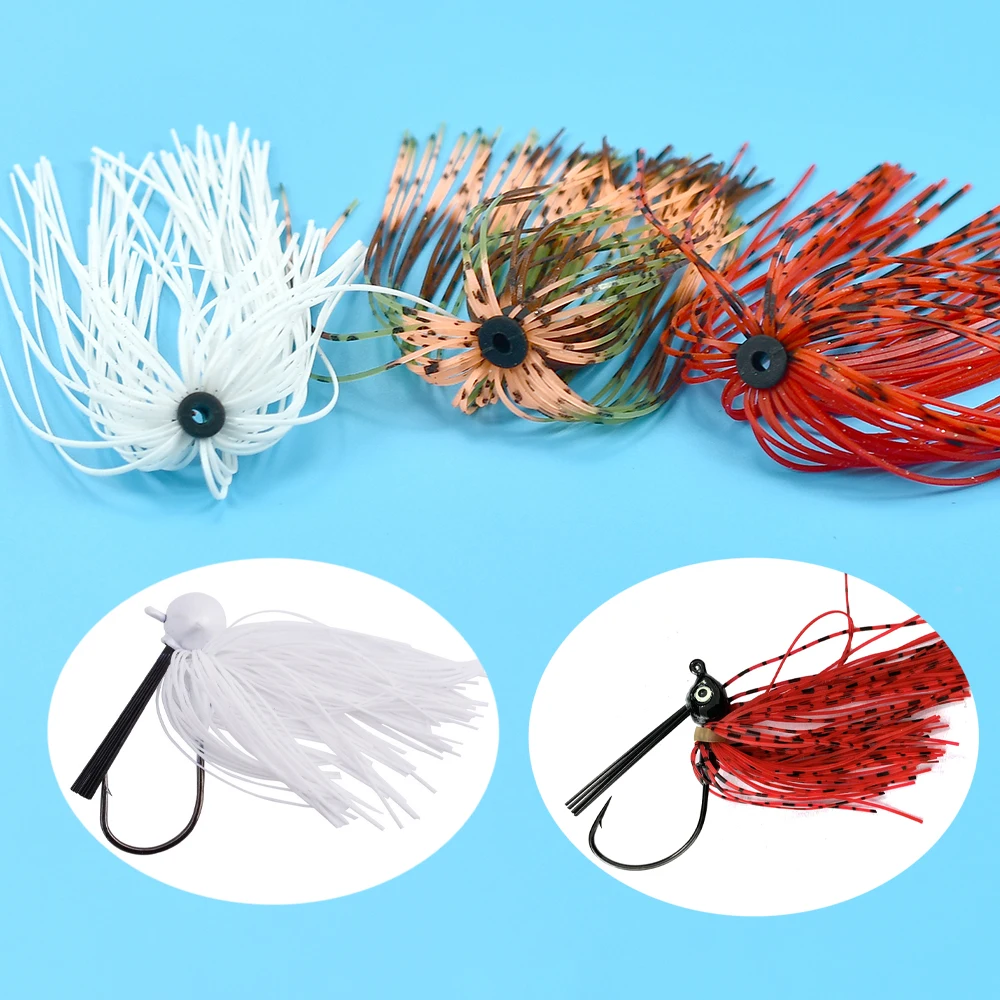 3 uds faldas de silicona señuelo de pesca para pesca Jig cabezas ganchos Spinnerbait Buzzbait Bass trucha atado de moscas accesorios de pesca - imagen 5