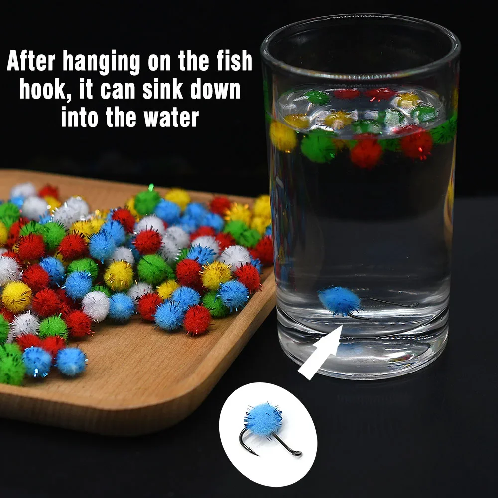 100 Uds. Huevo Glo-Bug de colores mezclados, huevos de pescado biónicos de 10mm, materiales de señuelo de pesca, trucha, mosca, Ninfa, atado de bolas de felpa, suministros para atar moscas - imagen 3
