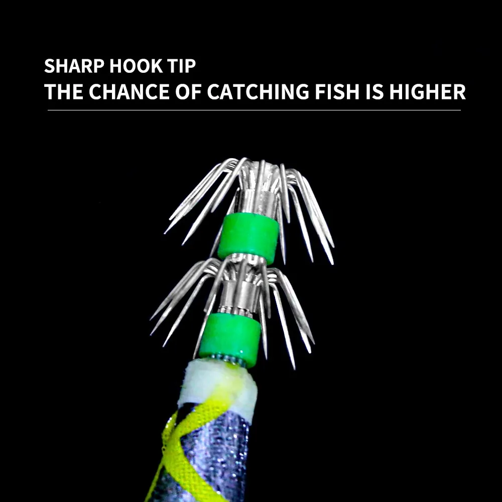 Anzuelo de calamar de madera para pesca de agua salada, luminoso de señuelo 3,5g, anzuelo Wth, plomo, plomo, ojos 3D, pulpo, sepia - imagen 4