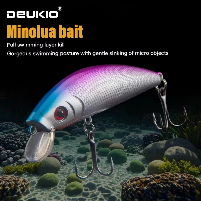 Señuelo de pesca DEUKIO, cebo de natación, pececillo, Mini manivela, cebo oscilante, cebo Artificial para lubina, perca, Lucio, pesca de trucha - imagen 3