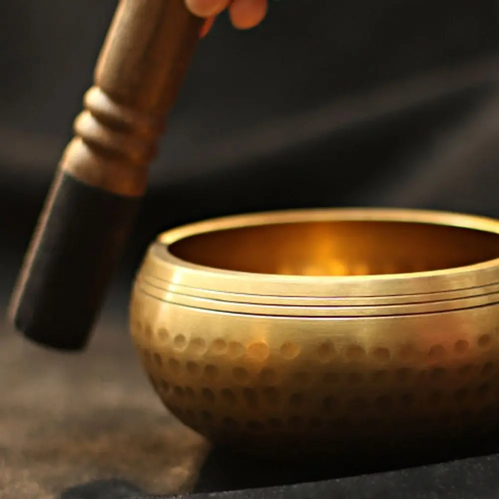 Nuevo Cuenco budista tibetano de Nepal, cuencos tibetanos de fondo plano hechos a mano, cuenco de meditación con mortero cruzado - imagen 4