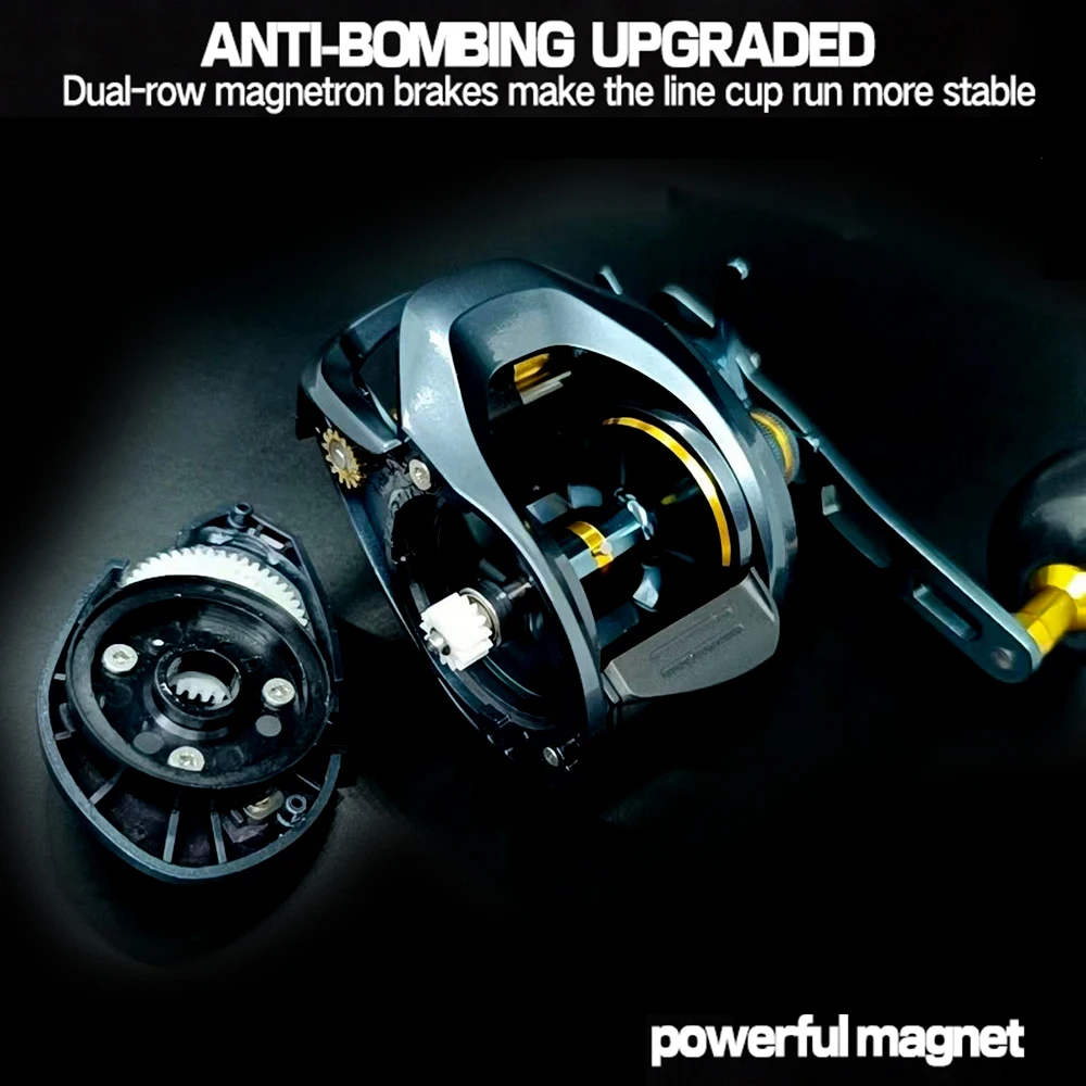 Carrete de Baitcasting de gran capacidad, rodamientos de arrastre máximo de 15KG, relaciones de engranaje 6,4: 1, marco de carbono, carretes de pesca de agua dulce y salada - imagen 2