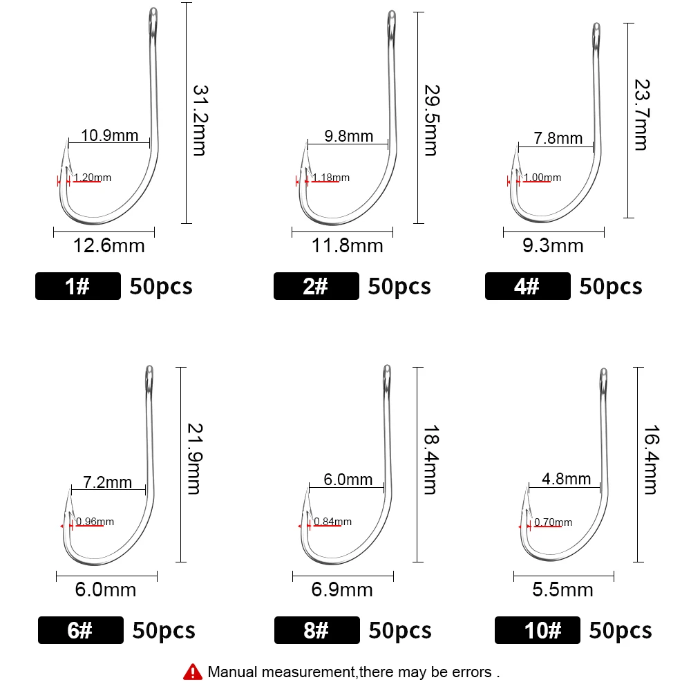 FTK-anzuelos de pesca de carpa con púas de acero inoxidable de alto carbono, paquete de 1-4/0 #50 piezas 5/0 #-6/0 #30 piezas, aparejos de pesca - imagen 3
