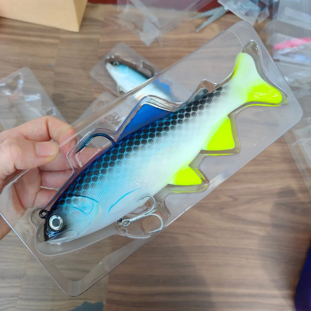 Swolfy, 1 unidad, gran juego, señuelos de plástico 3D, señuelos blandos, 130g/200mm, cebo de silicona para pesca, isca artificial, aparejos de pesca - imagen 3