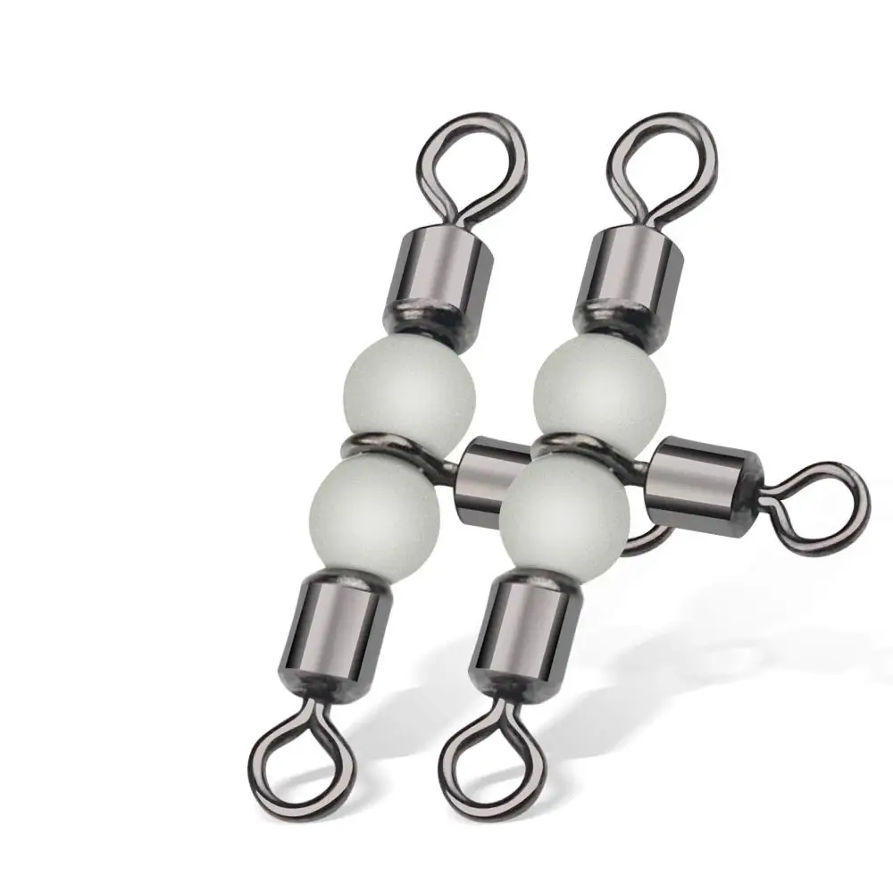 10 Uds. De cuentas luminosas de anillo sólido, accesorio para aparejos de pesca, equipo de pesca, conector de rodamiento Triple giratorio, anzuelos - imagen 4