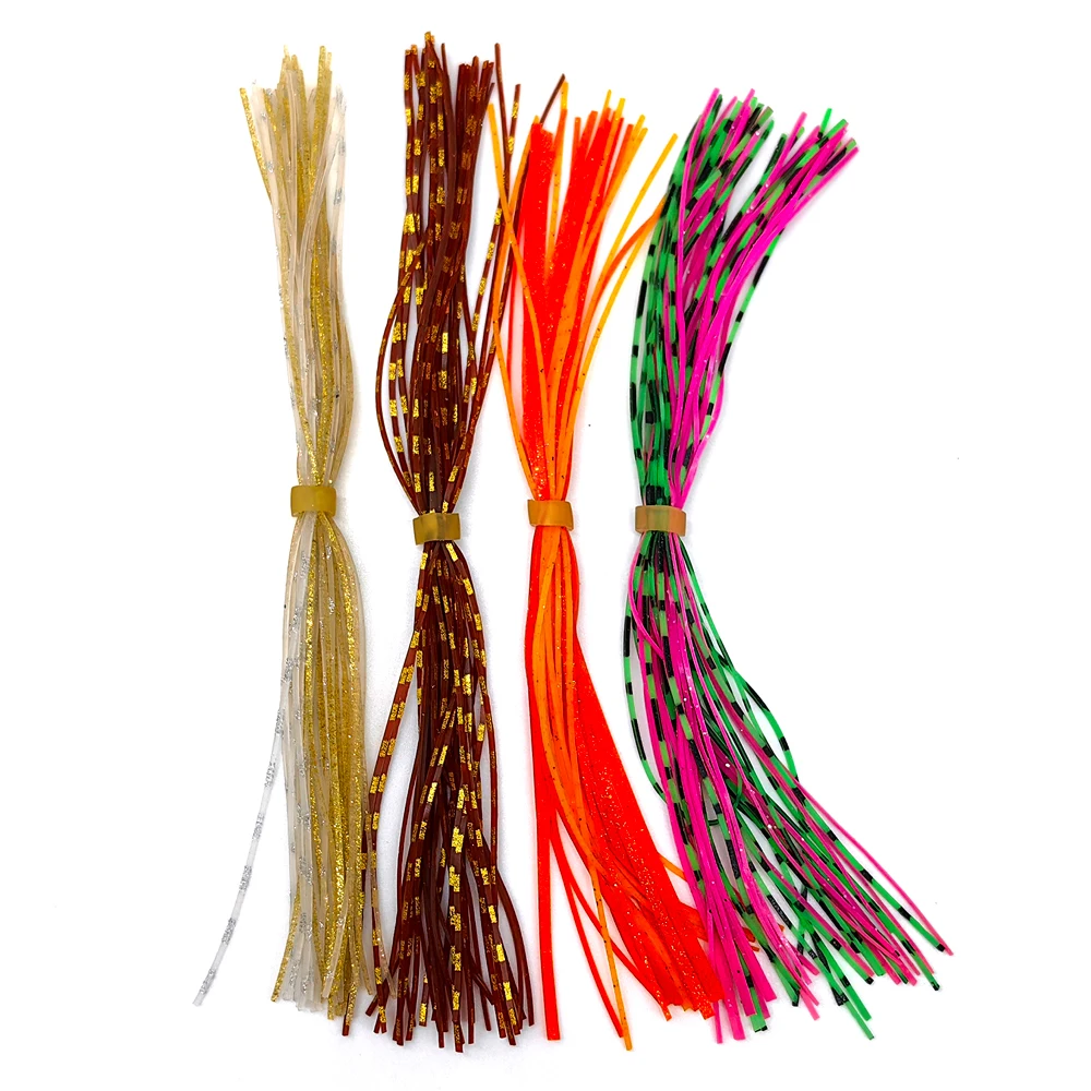 MNFT 13cm 12 mechones faldas de silicona barradas patas escamas de perlas cebo DIY calamar hilo de goma cebo de alambre para atado de moscas materiales - imagen 2