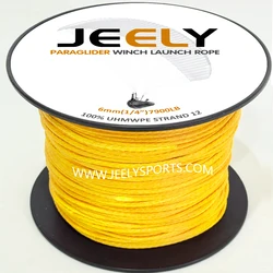 50m 6mm 1/4 ''7900LB UHMWPE cuerda trenzada hueca para lanzamiento de parapente línea de cabrestante de remolque