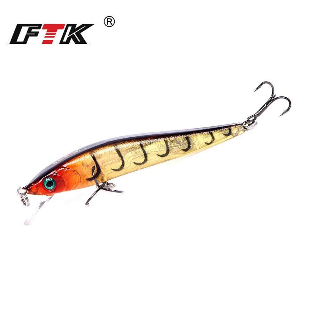FTK-señuelo de pesca de pececillos, cebo Artificial de plástico duro, Wobblers para Lucio, anzuelo de pesca de lubina, Crankbait, ojos 3D, mar, 1 piezas, 90mm, 8g - imagen 2