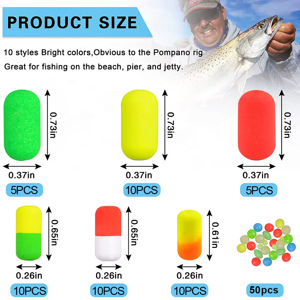 Kit Cuentas Flotantes Pompano – Accesorios Montaje Aparejos Walleye - imagen 3