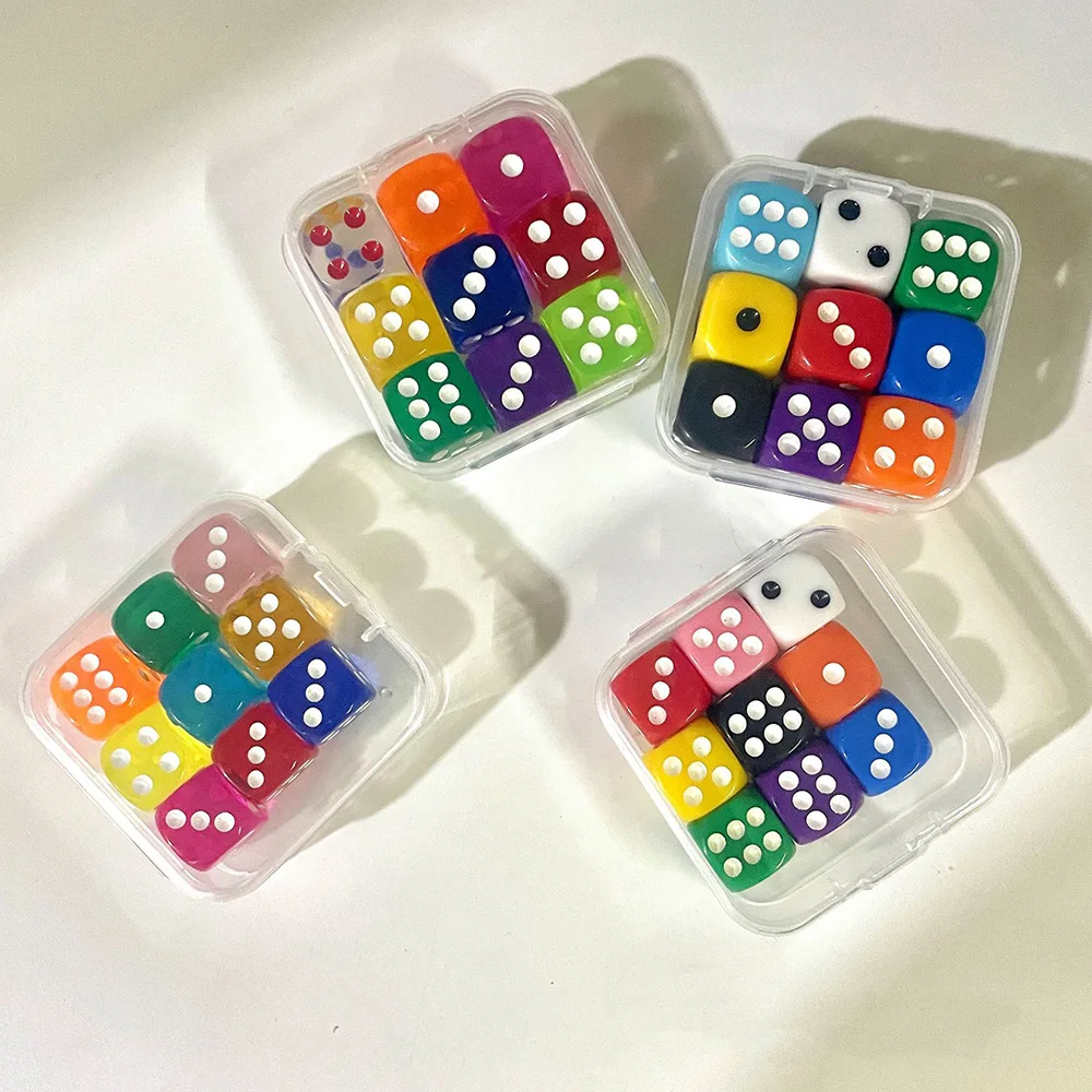 Dados coloridos 14mm con estuche para juegos de mesa y bar - imagen 4