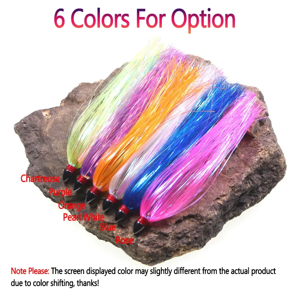 Bimoo 13cm/5,12 "cabeza de cobre de bruja marina Mylar Flash Teaser cola Trolling señuelo DIY atún pargo agua salada Ballyhoo Bass calamar Jigs - imagen 5