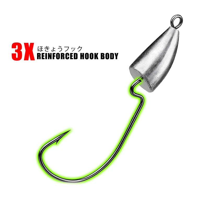 Anzuelo de acero con alto contenido de carbono, anzuelo de cabeza plomada, gusano Offset, señuelo de manivela, 5 piezas, 1,75g, 2,5g, 3,5g, 5g, 7g, 10g, 14g - imagen 5