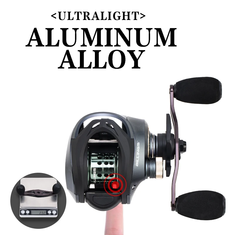 Carrete de Baitcasting BILLINGS serie DS, relación de engranaje 6,3: 1 7 + 1BB, arrastre máximo de 18LB, carrete poco profundo, para agua dulce y salada - imagen 5
