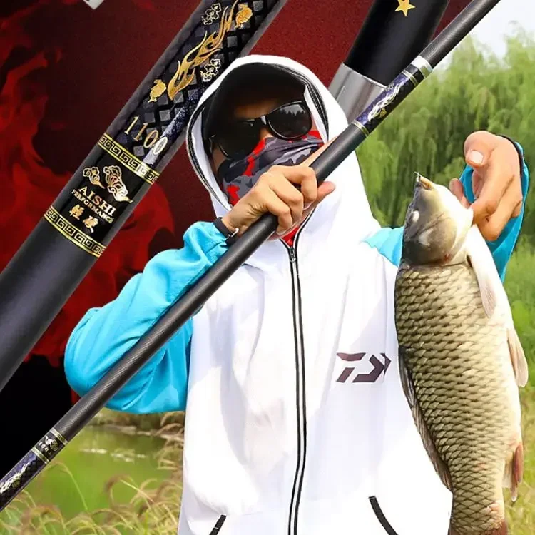 Caña de pescar de mano de fibra de carbono, caña de pescar telescópica de alta calidad, súper ligera, larga y dura, 8M/10M/12M/14M/15M/16M - imagen 5