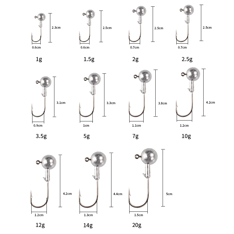 Magic Work Jig Head 1g 1,5g 2g 2,5g 3,5g 5g 7g 10g 12g 14g 20g anzuelo de pesca señuelo suave gusano accesorios de pesca aparejos de pesca - imagen 5