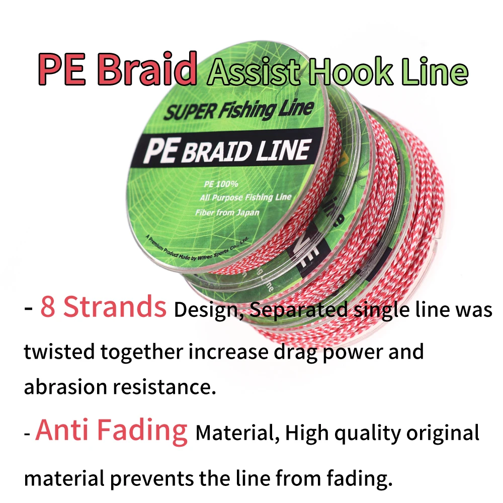 Elllv-anzuelos de asistencia trenzados de 8 hebras, línea de anzuelos de pesca en agua salada, señuelo de arrastre artesanal, 10M por rollo, 70lb-200lb - imagen 2