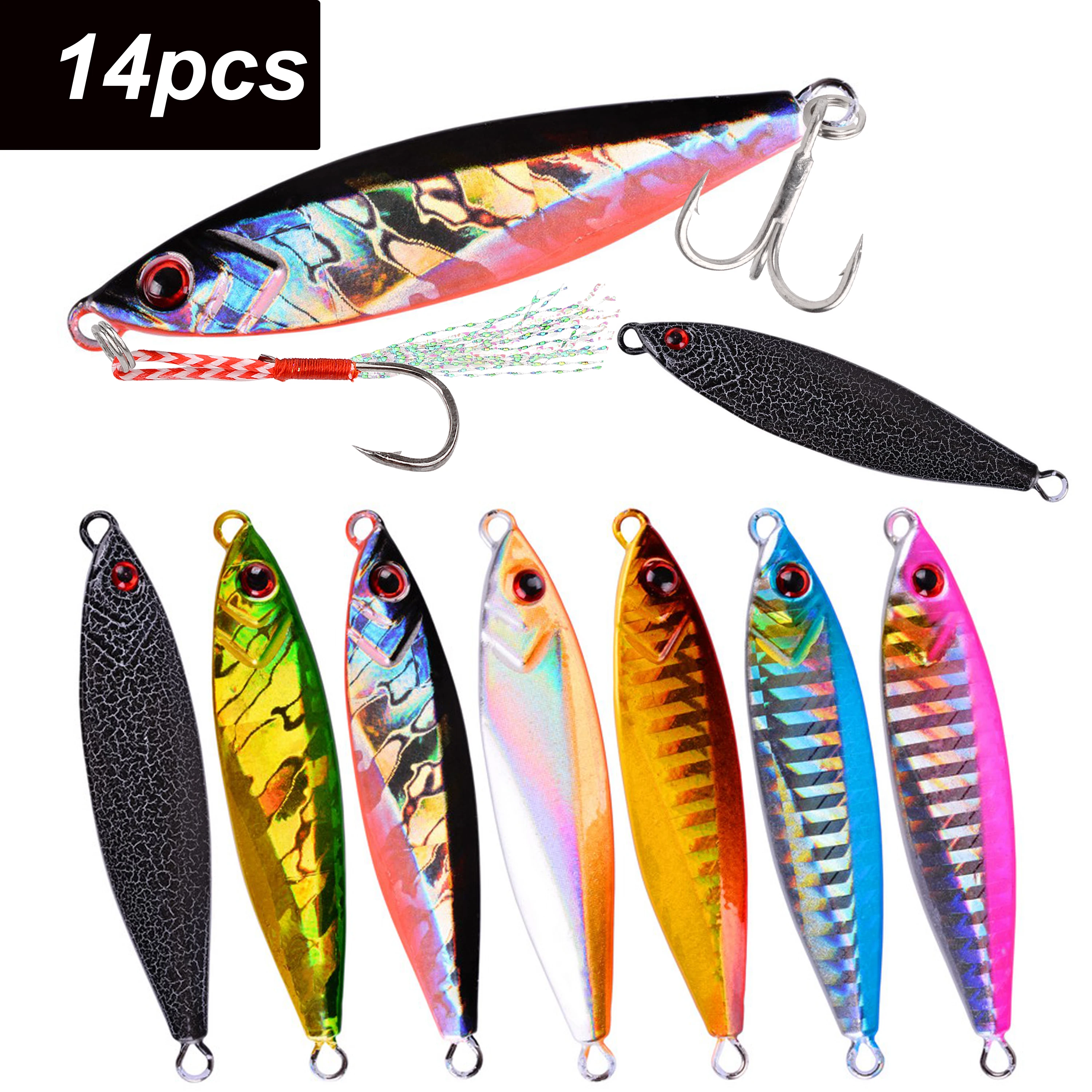 Señuelo de pesca VIB con plantilla de Metal, 14 Uds., 14G, 21G, 30G, señuelos que se hunden, plantillas de mar, cuchara, pesca de invierno, bueno para pesca, Jigging, cebo de hielo duro - imagen 5