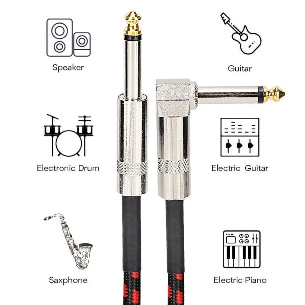 Cable de Audio con cabeza de Metal de 6,35mm, Cable Mono profesional para guitarra eléctrica de 6m, Cable duradero con reducción de ruido para bajo