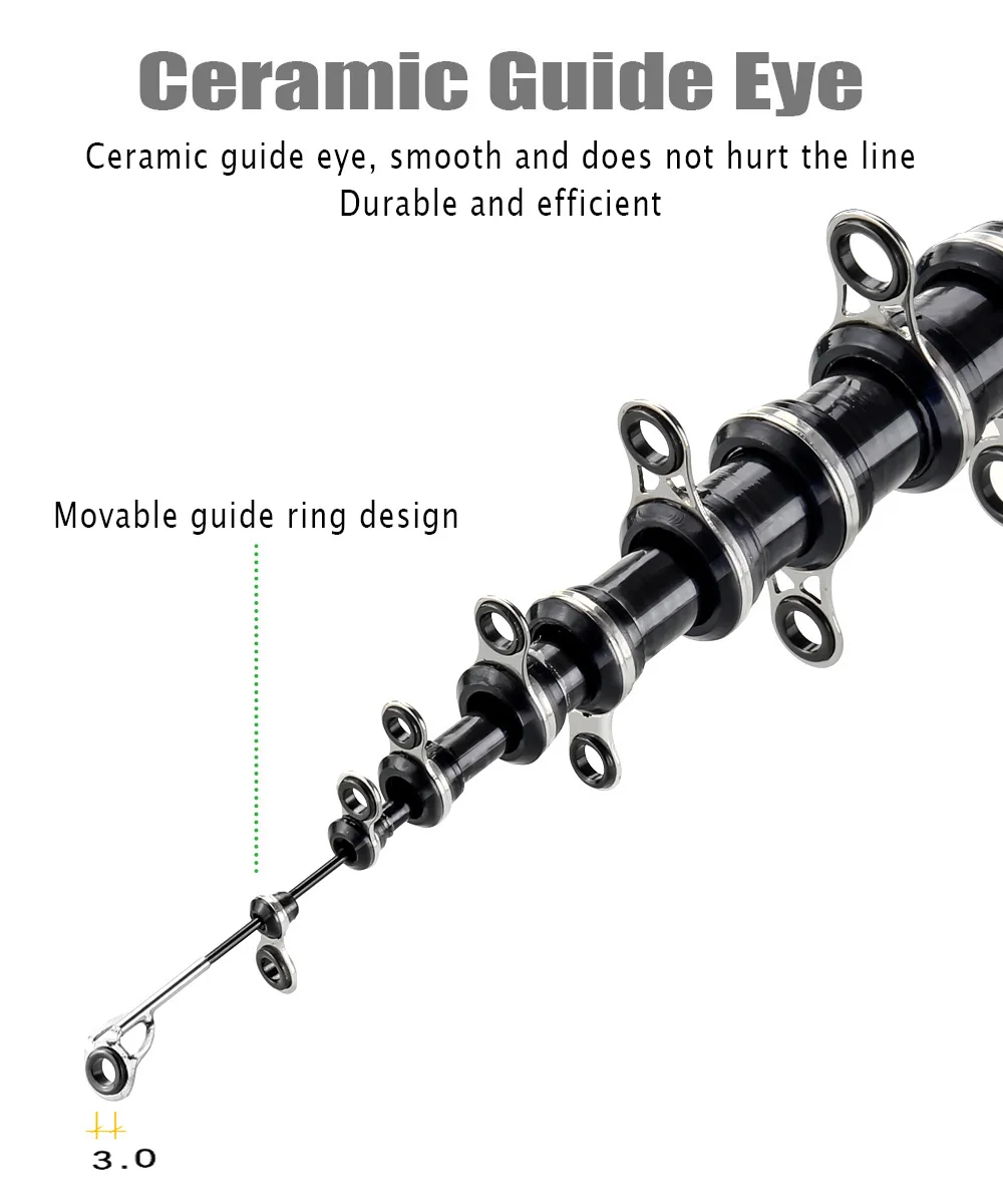 JOSBY-caña de pescar en roca de fibra de carbono, alimentador telescópico giratorio, ultraligero de viaje portátil, 3,6 M, 4,5 M, 5,4 M, 6,3 M, Mar - imagen 3