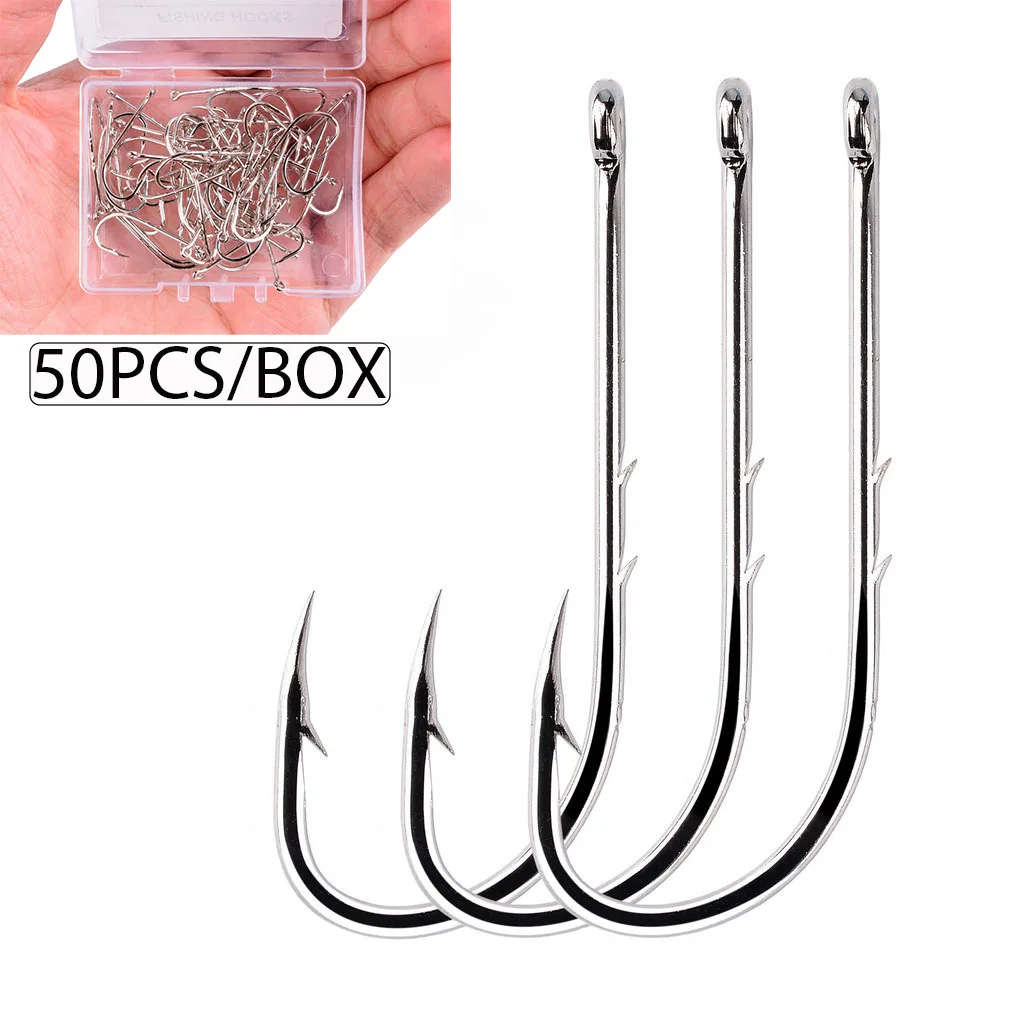 20/50pcs Long Shank Fishing Hooks #12-#6/0 Fish Hooks High Carbon Steel Sharp Barbed Fishhook Offset Narrow Baits Carp Fishing