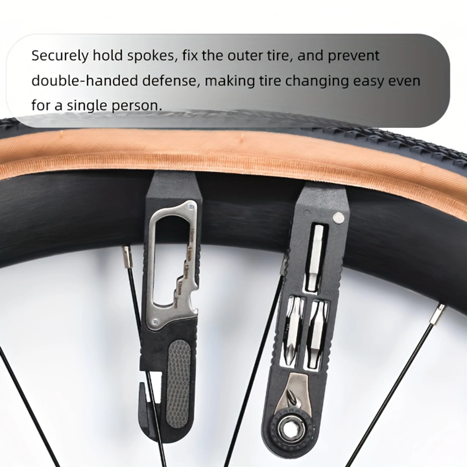 Llave de Reparación de bicicletas, llave Hexagonal multifuncional, palanca de neumáticos, herramienta de reparación de neumáticos, accesorios prácticos para ciclismo al aire libre - imagen 3