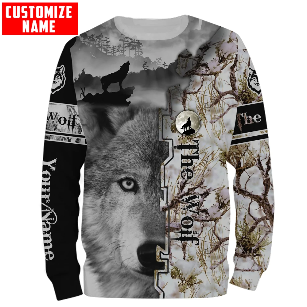 The Wolf Tattoo Predators caza personalizar nombre 3D impreso moda hombres Sudadera con capucha Unisex Zip Sudadera con capucha Casual chándales KJ972 - imagen 2
