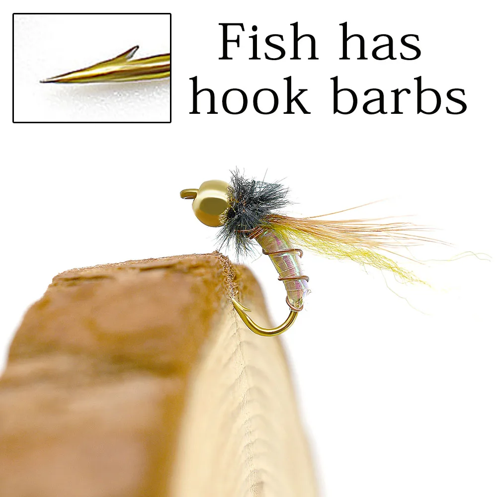 MNFT-señuelo holográfico para pesca, 10 piezas, cabeza de cuentas de latón, Midge, Mosca, trucha, moscas, ninfa, 12 # - imagen 3
