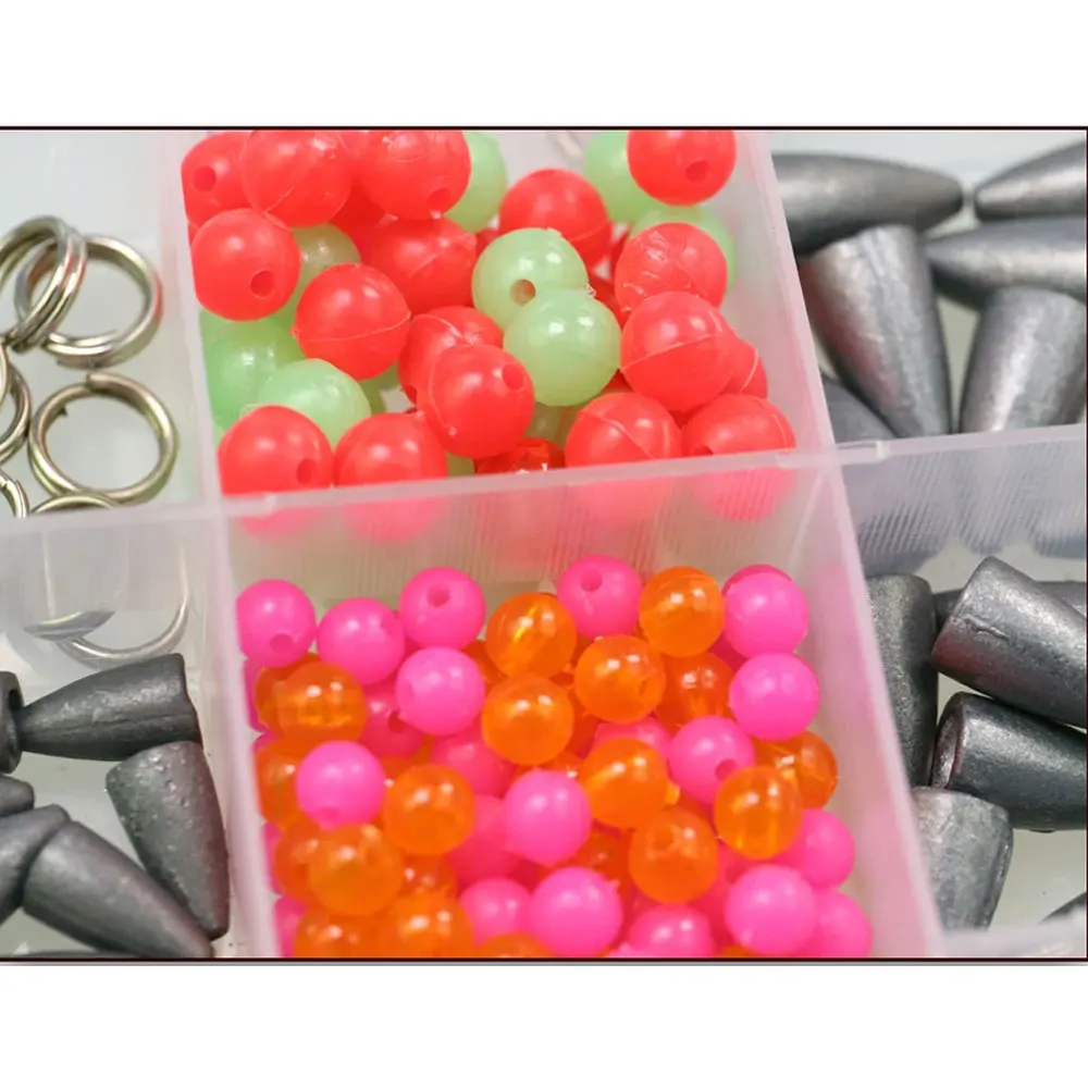 THKFISH 389 Uds pesca Carolina Texas Rig accesorios DIY Set pesca de agua dulce plomo giratorios cuentas Kit de anzuelos compensados - imagen 5