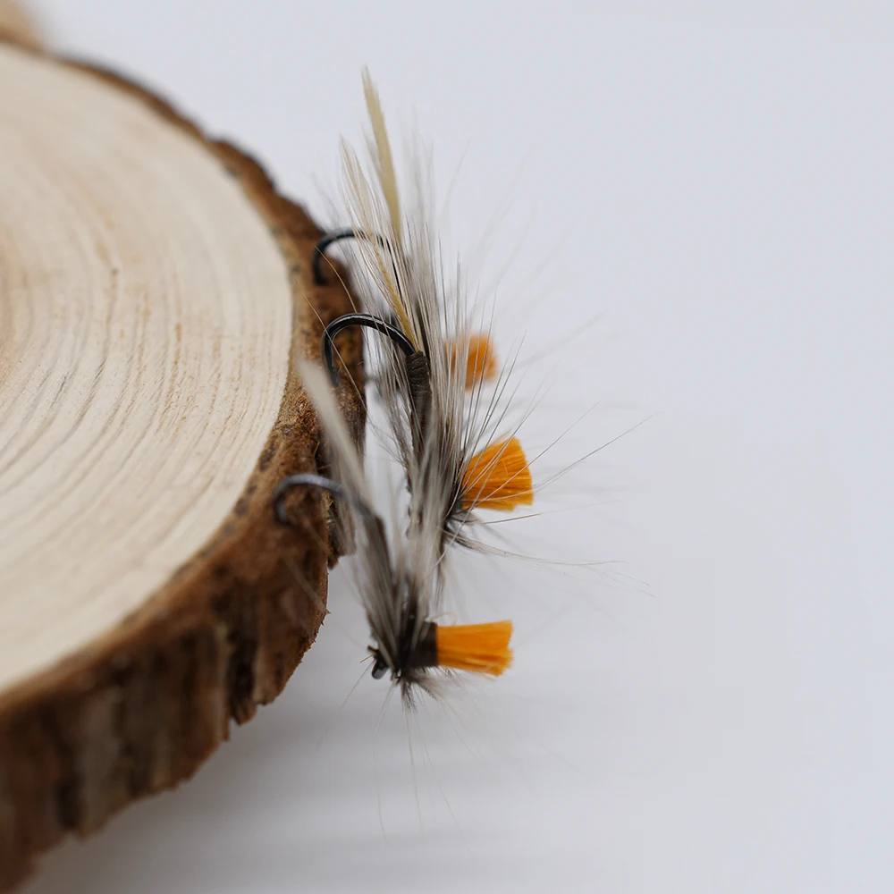 MNFT 10 piezas 10 # naranja gris Caddis pesca mosca trucha clásica Mosquito puede moscas secas - imagen 5