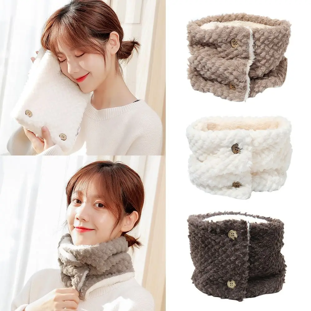 Bufanda de cuello alto gruesa para mujer, bufanda de felpa de Color sólido, estampado de piña a cuadros, cuello alto cálido, moda de invierno - imagen 3