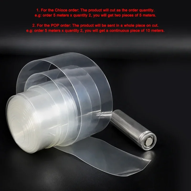 Paquete de batería de tubo termorretráctil de PVC 18650, ancho transparente de 200mm ~ 500mm, película de protección aislada, funda de cable de caja de litio - imagen 3