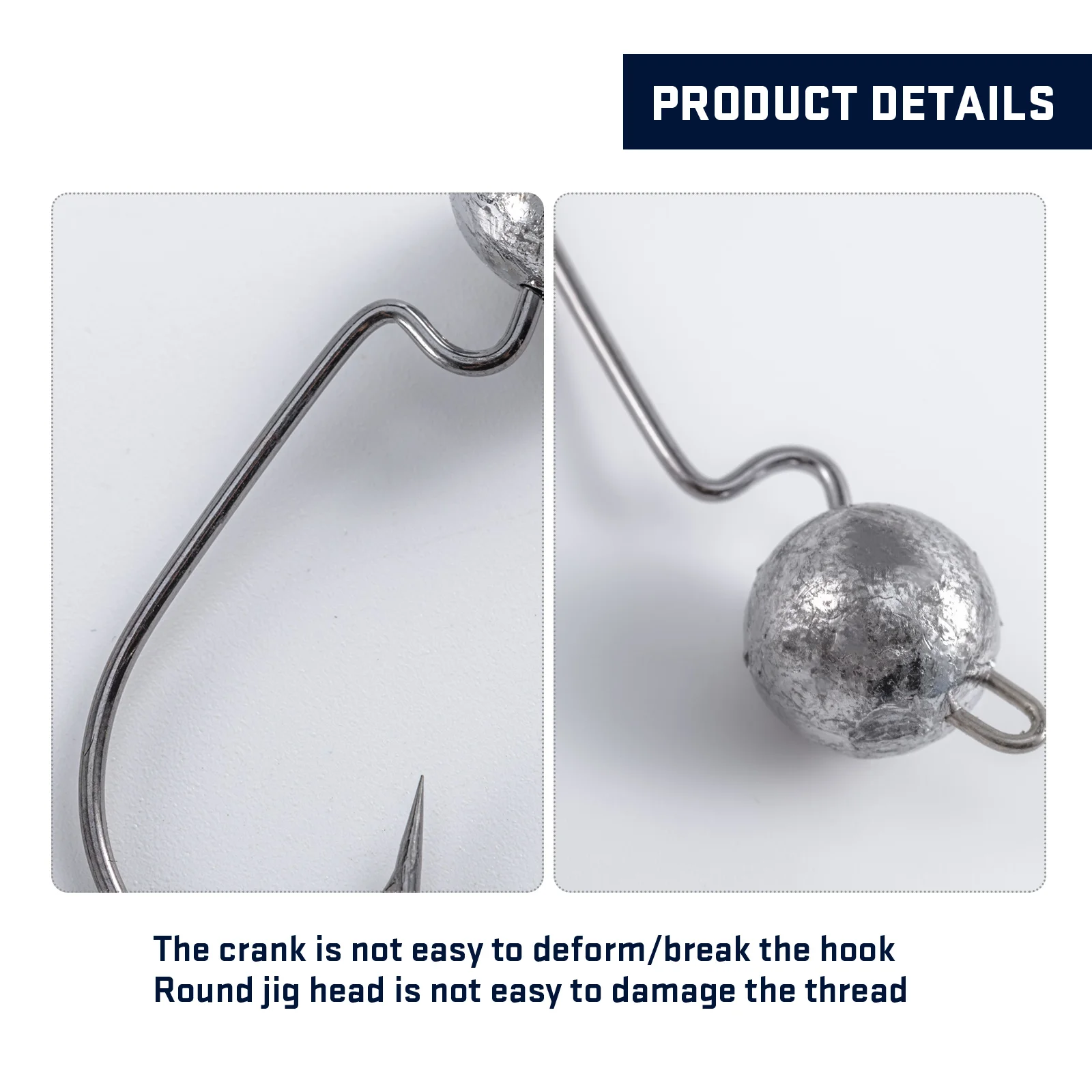 GOTURE 50/caja anzuelo de cabeza grande 3,5/5/7g gancho de cabeza de plantilla de bola redonda sin hierba cabeza de plantilla de vástago largo gancho de grupo de señuelo suave, tiene púas - imagen 3